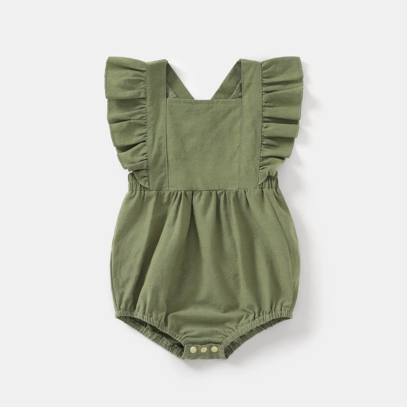 100% Cotton Ribbed and Solid Splicing Sleeveless Belted Romper for Mom and Me