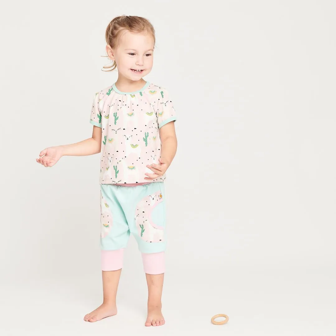 3/4 Pants "Jersey Spearmint/Alpakas Pink"