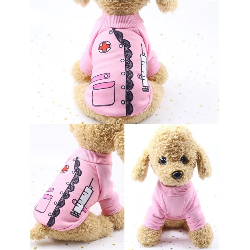 Adorable Little Nurse Soft Winter Coat Small Dog Sweatshirt