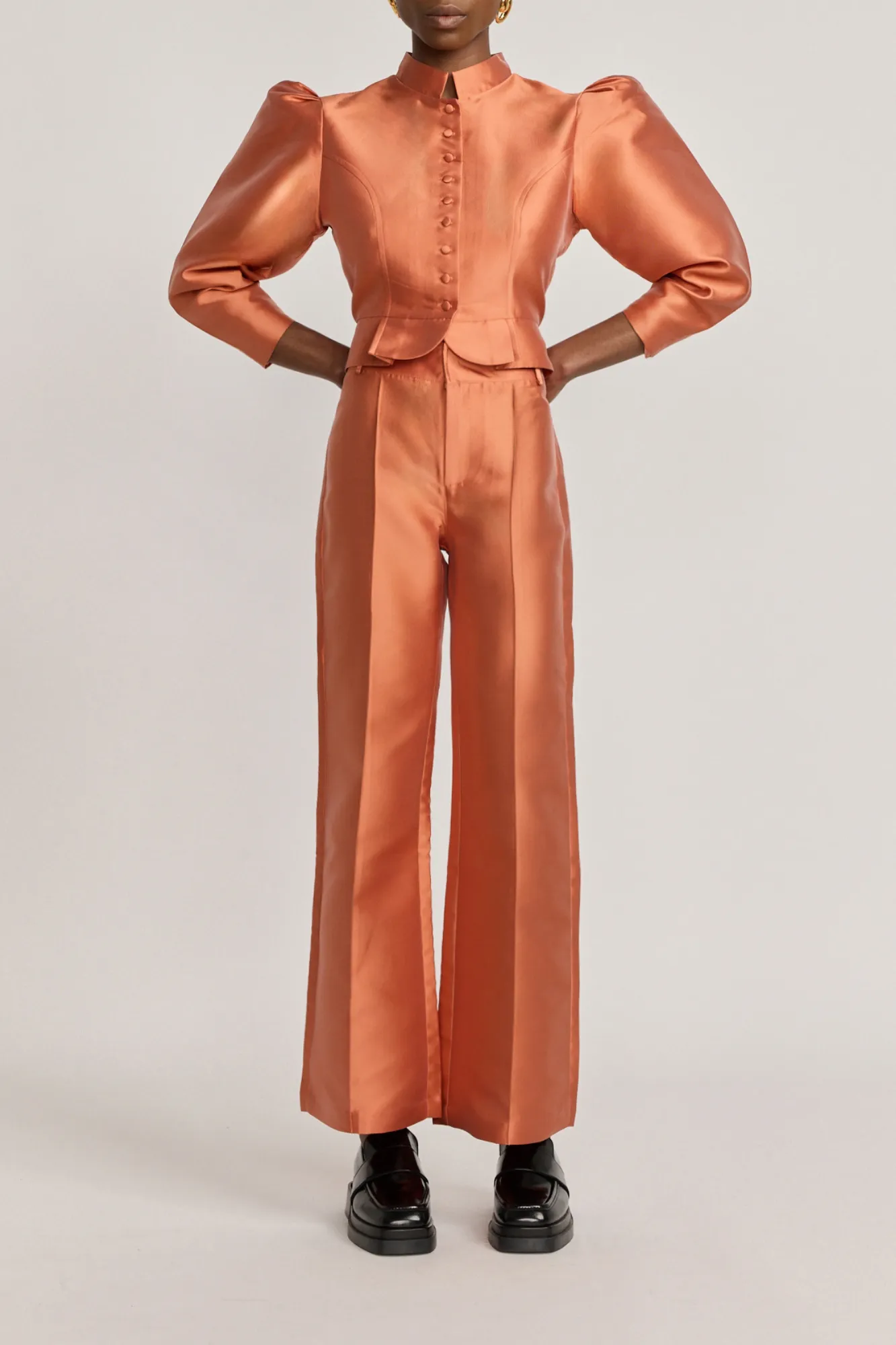 APRICOT Satin Flared Pants