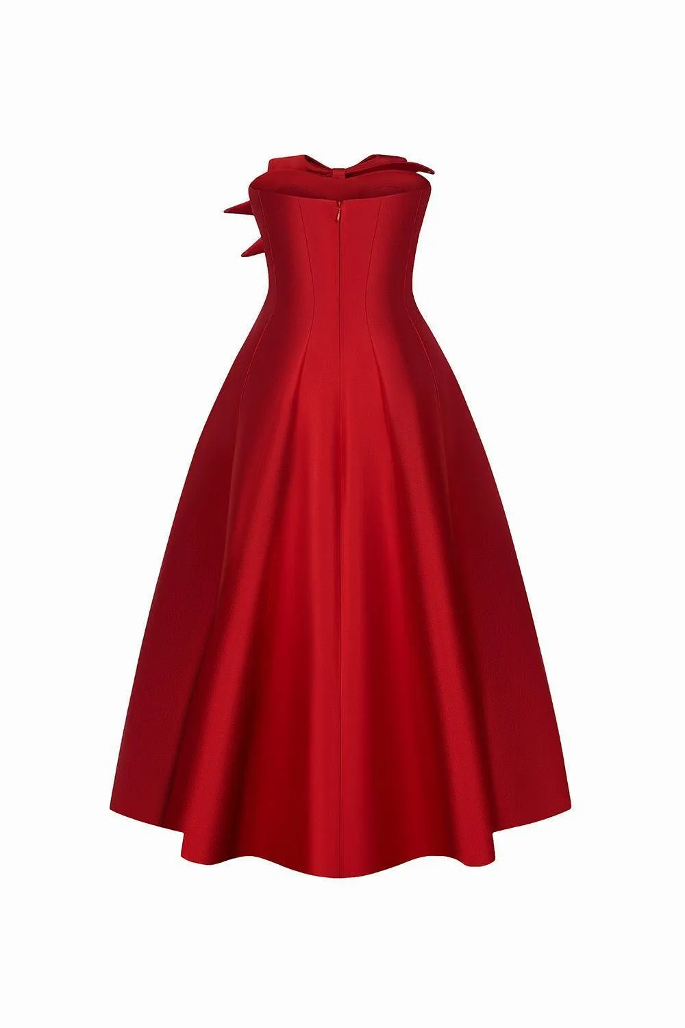 Aries Flared Semi-Heart Neck Taffeta Midi Dress