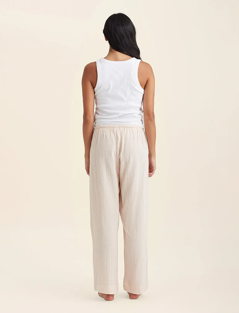 Ashley Textured Cotton Wide Leg Pant