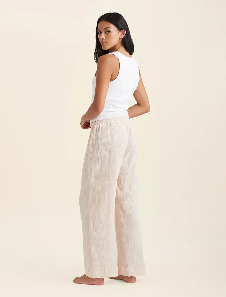 Ashley Textured Cotton Wide Leg Pant