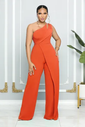 Asymmetric One-Shoulder High-Waist Jumpsuit for Glam