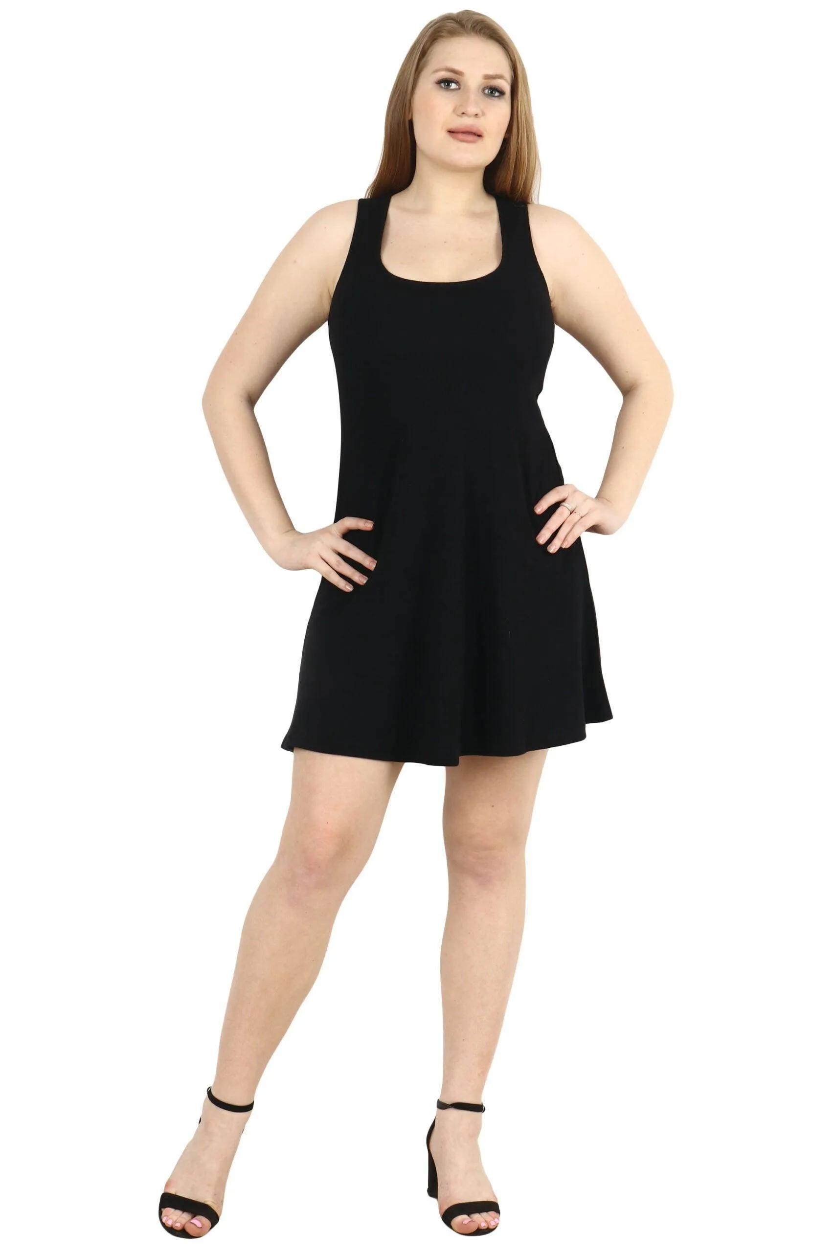 Black Solid Frill Dress