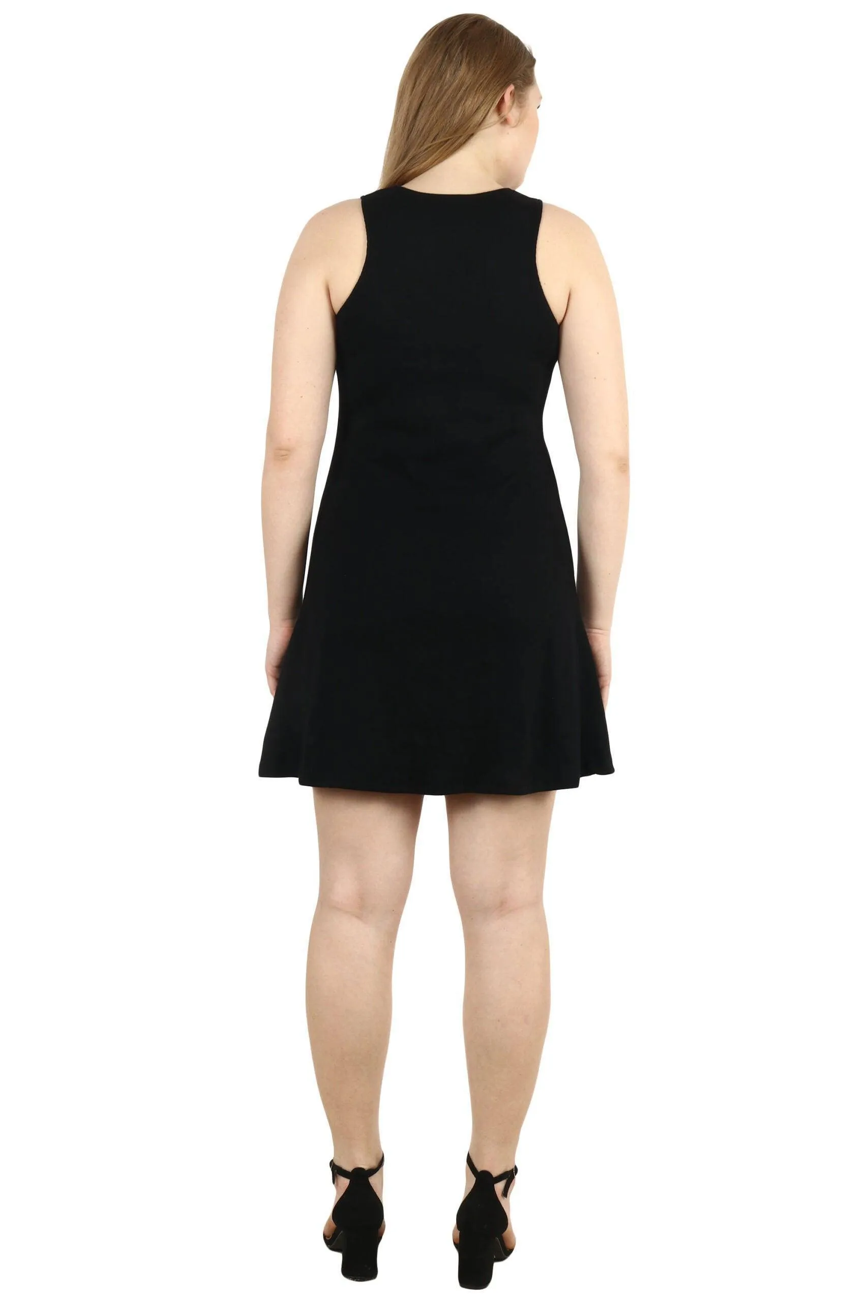 Black Solid Frill Dress