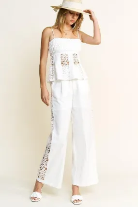 CROCHET DETAIL TOP AND PANTS SET