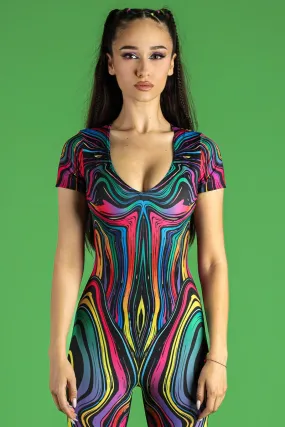 Dazzle Dance V Neckline Bell Bottoms Jumpsuit