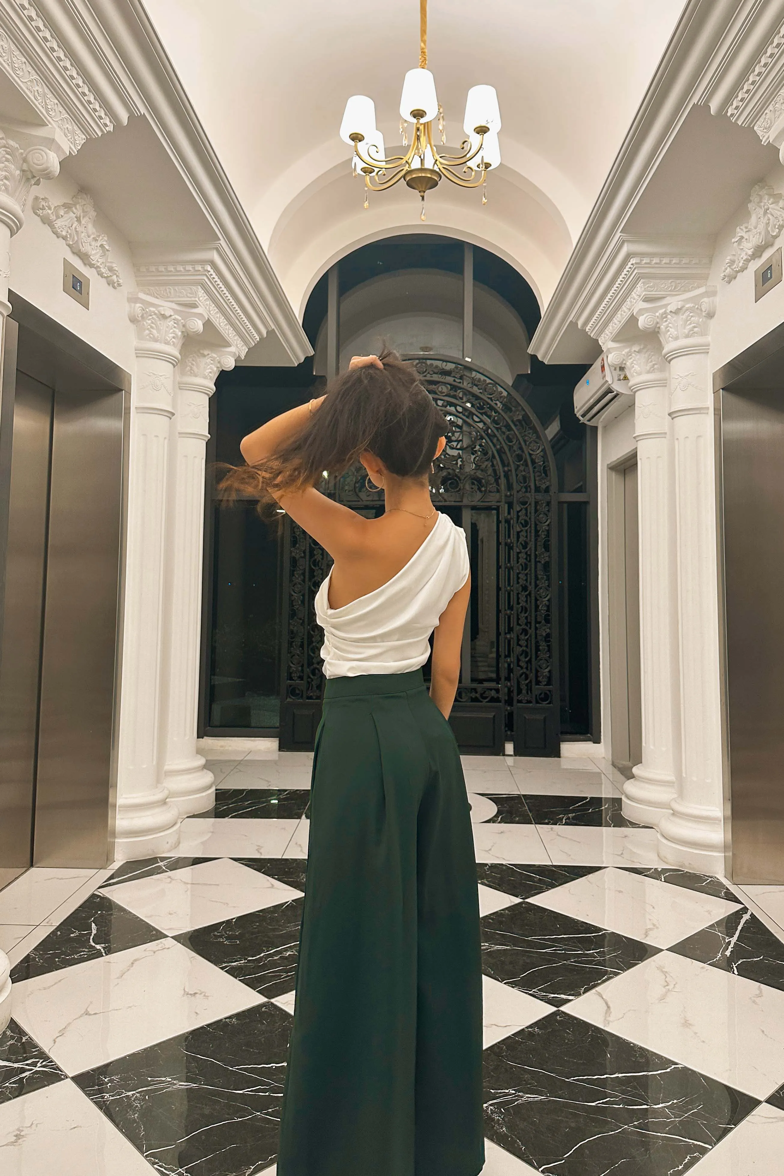 Dex Flared Pants in Emerald Green
