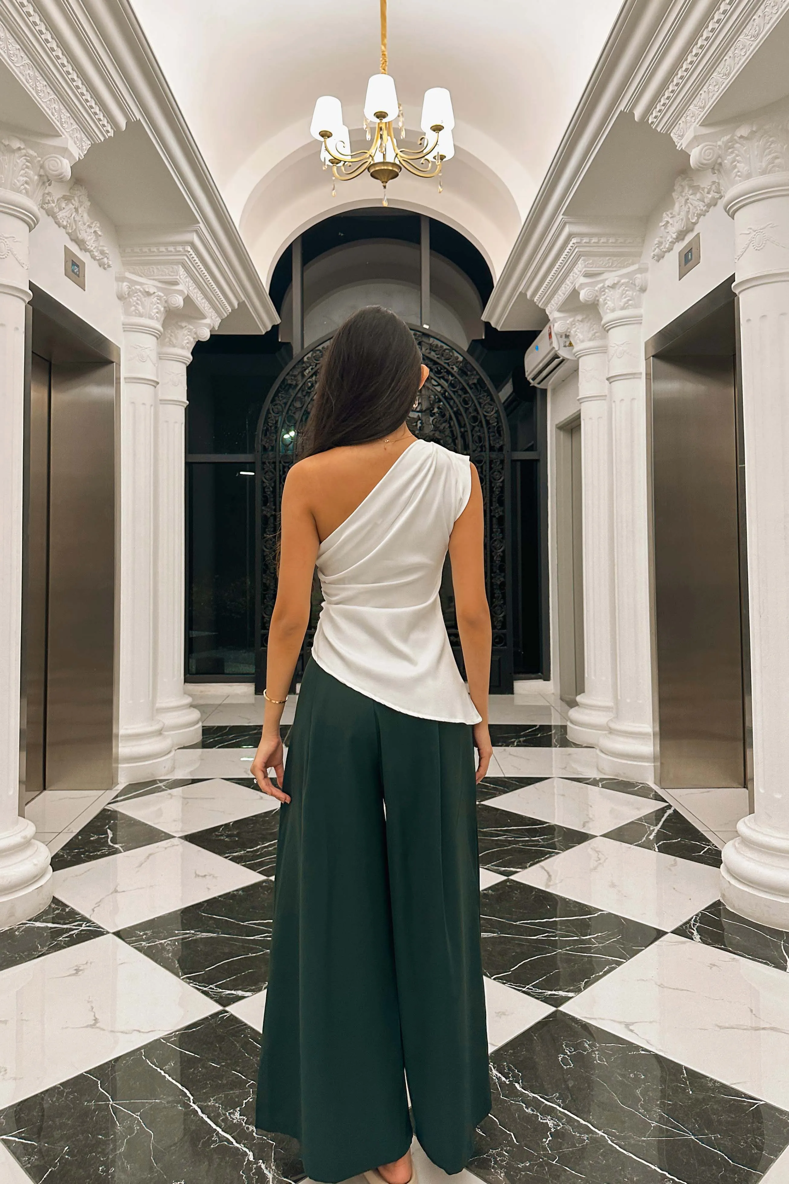 Dex Flared Pants in Emerald Green