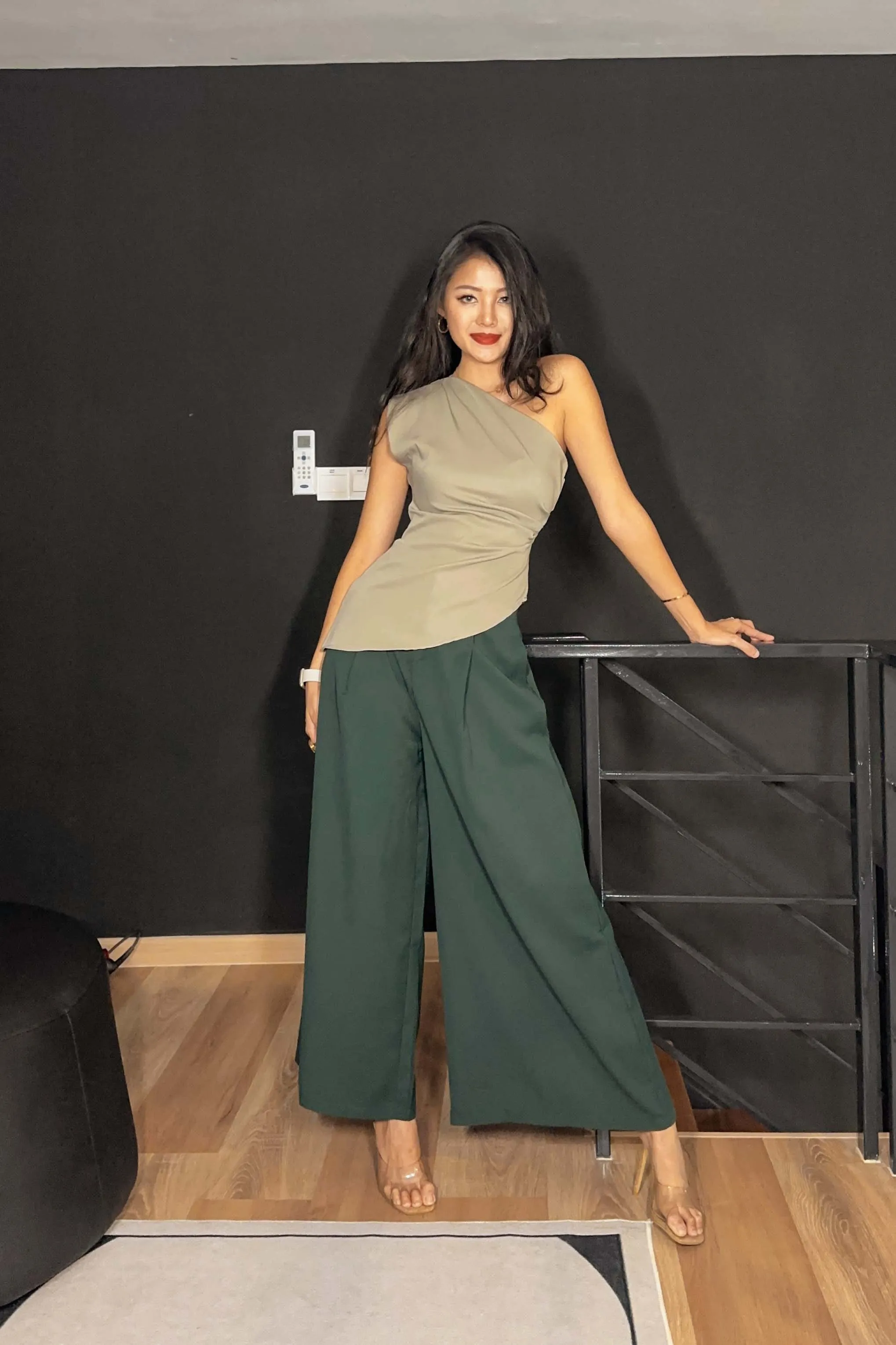 Dex Flared Pants in Emerald Green