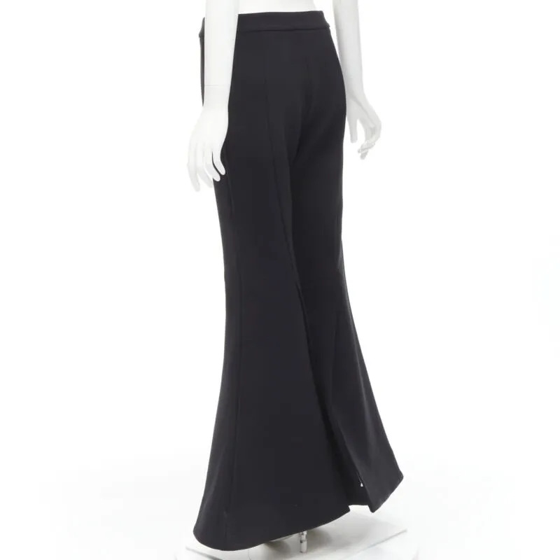 ELLERY Expressionism black polyester extra wide flared trousers pants US4 S