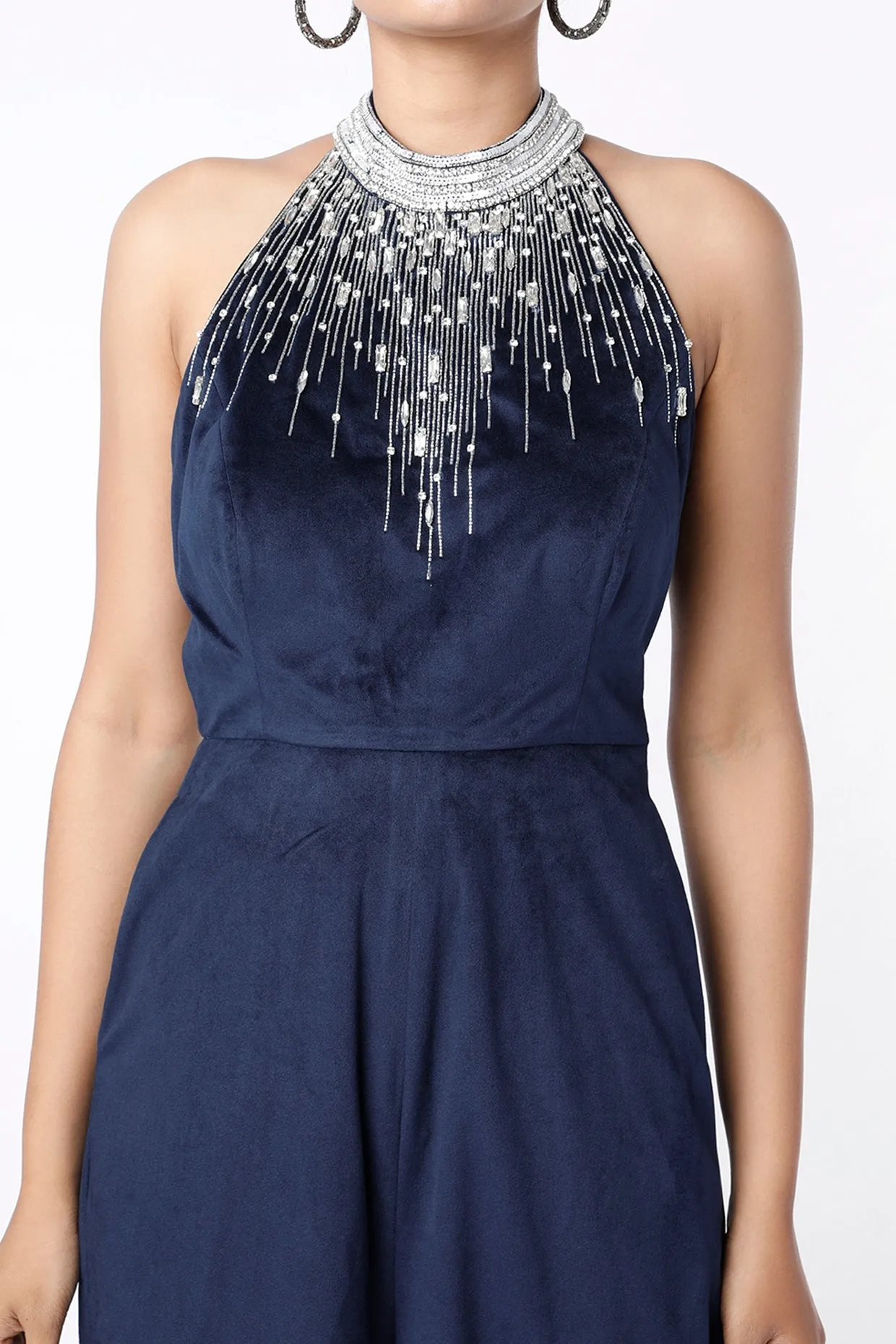Embellished Navy Blue Jumpsuit