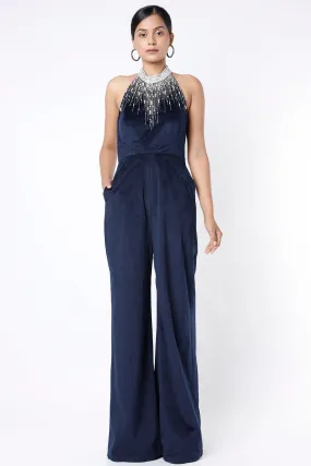Embellished Navy Blue Jumpsuit