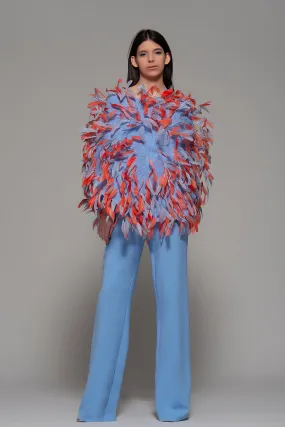 Feathered Top with Flared Pants