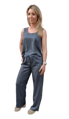 Grey Striped Top with Pants