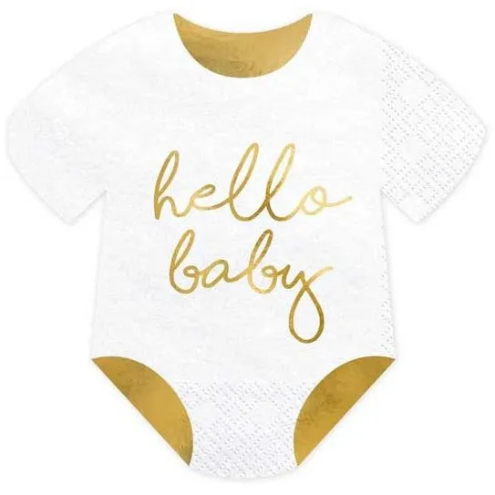 Hello Baby White Napkins 20PK
