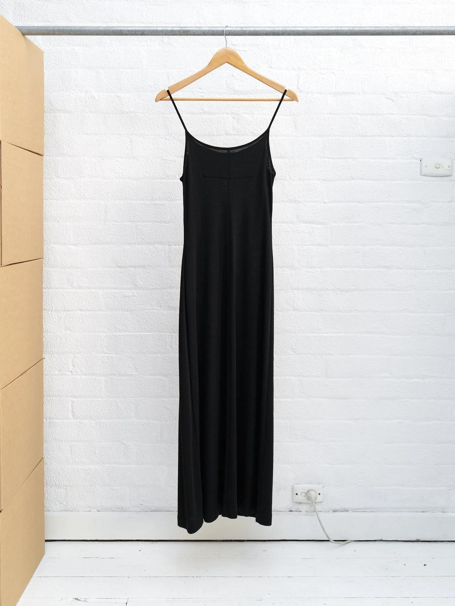 Helmut Lang 1990s black wool jersey singlet dress - size S