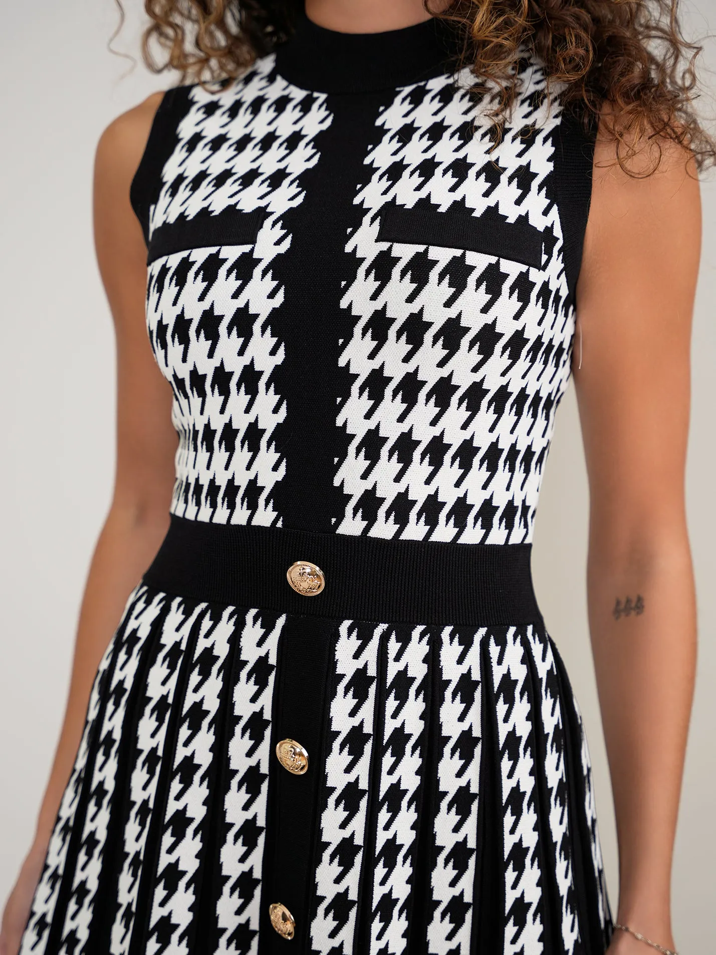 Houndstooth Knit Dress