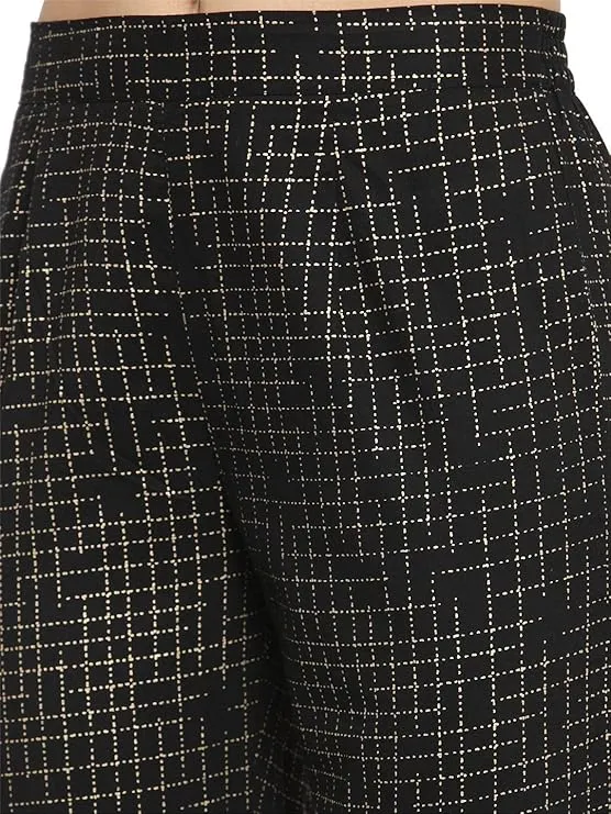 Indibelle Cotton Flared Sharara Pants (Black)
