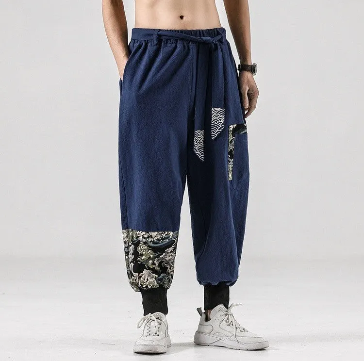 Japanese Harem Pants Sea Dragon Patterns