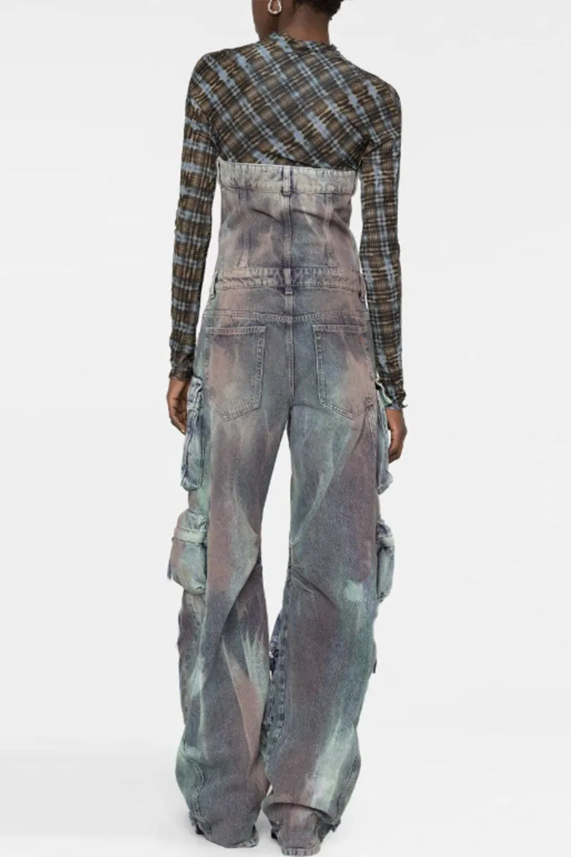 JH0507 Tie Dye Cargo Jumpsuits