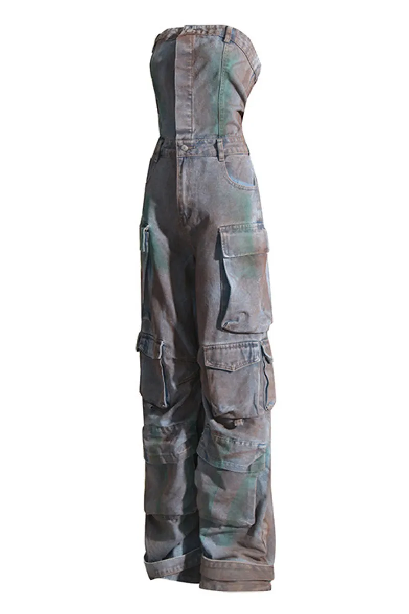JH0507 Tie Dye Cargo Jumpsuits