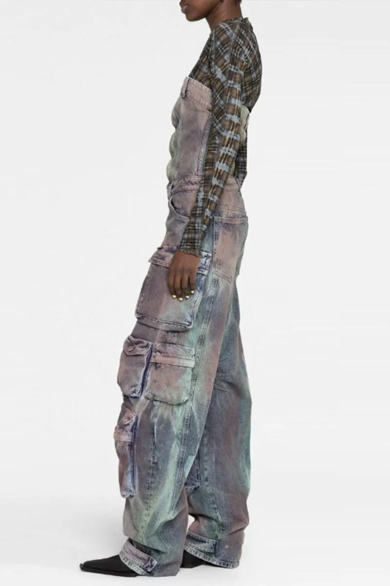 JH0507 Tie Dye Cargo Jumpsuits
