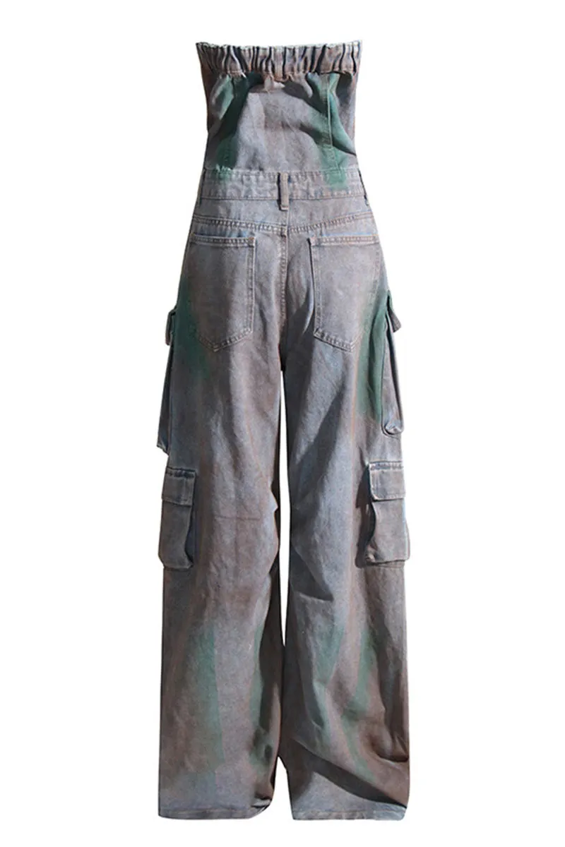 JH0507 Tie Dye Cargo Jumpsuits