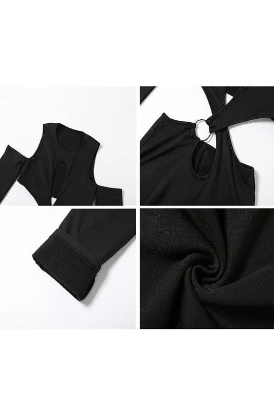 JX203 Criss Cross Cutout Jumpsuits