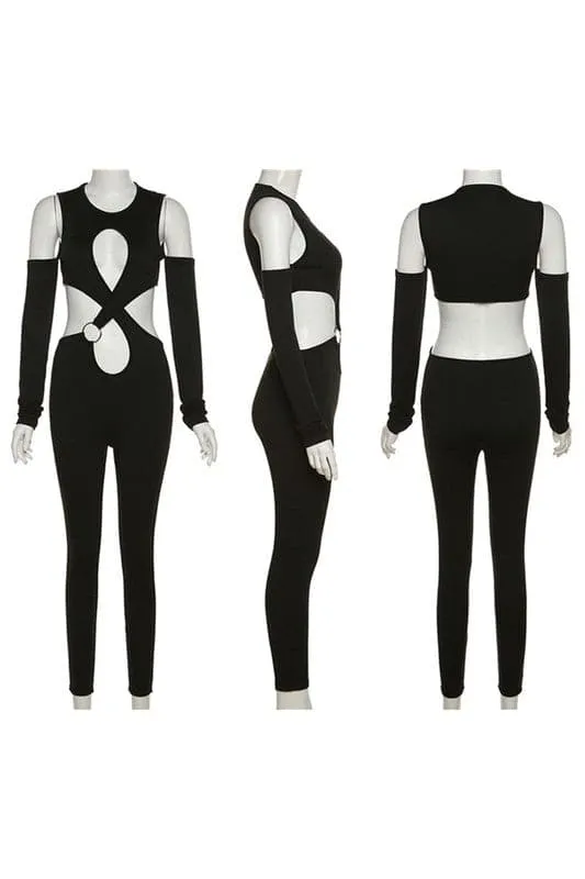 JX203 Criss Cross Cutout Jumpsuits