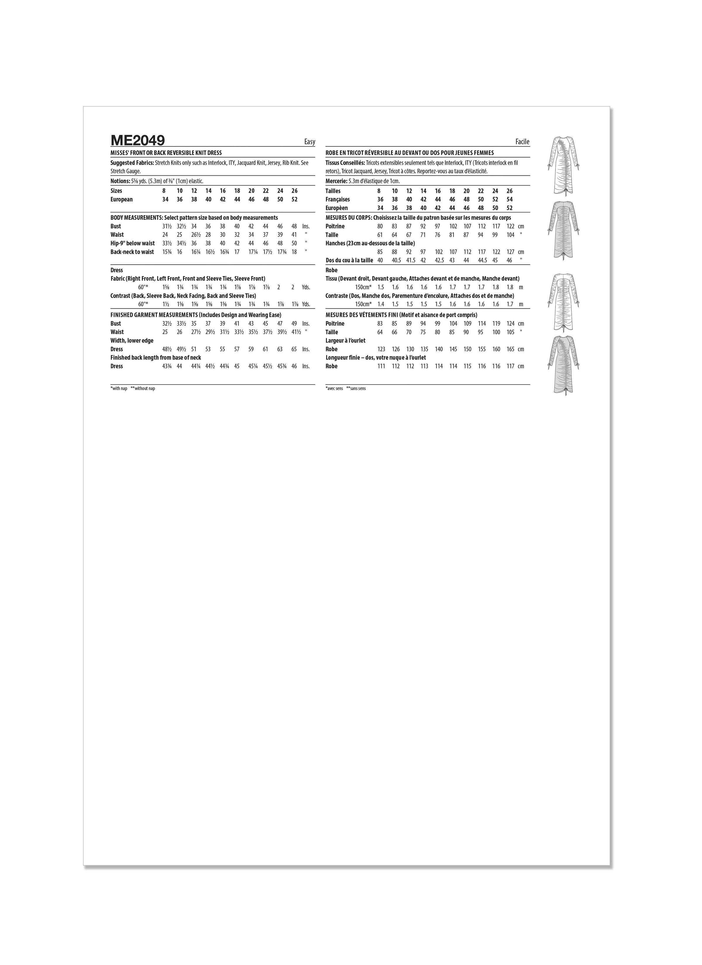 Know Me sewing pattern 2049 Reversible Knit Dress by Lydia Naomi