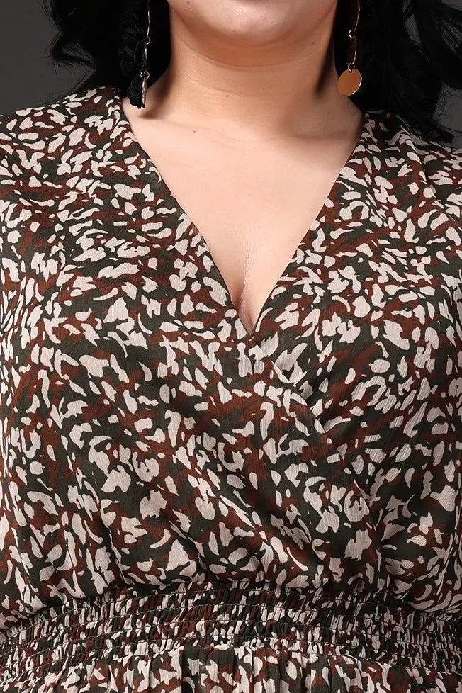 Leopard Printed Dress with Frills