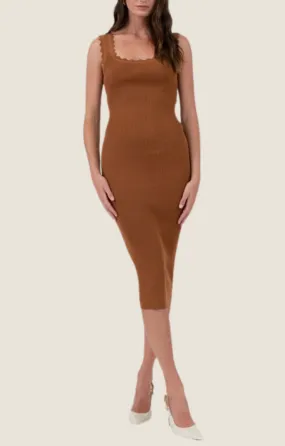 Mallory Caramel Knit Midi Dress