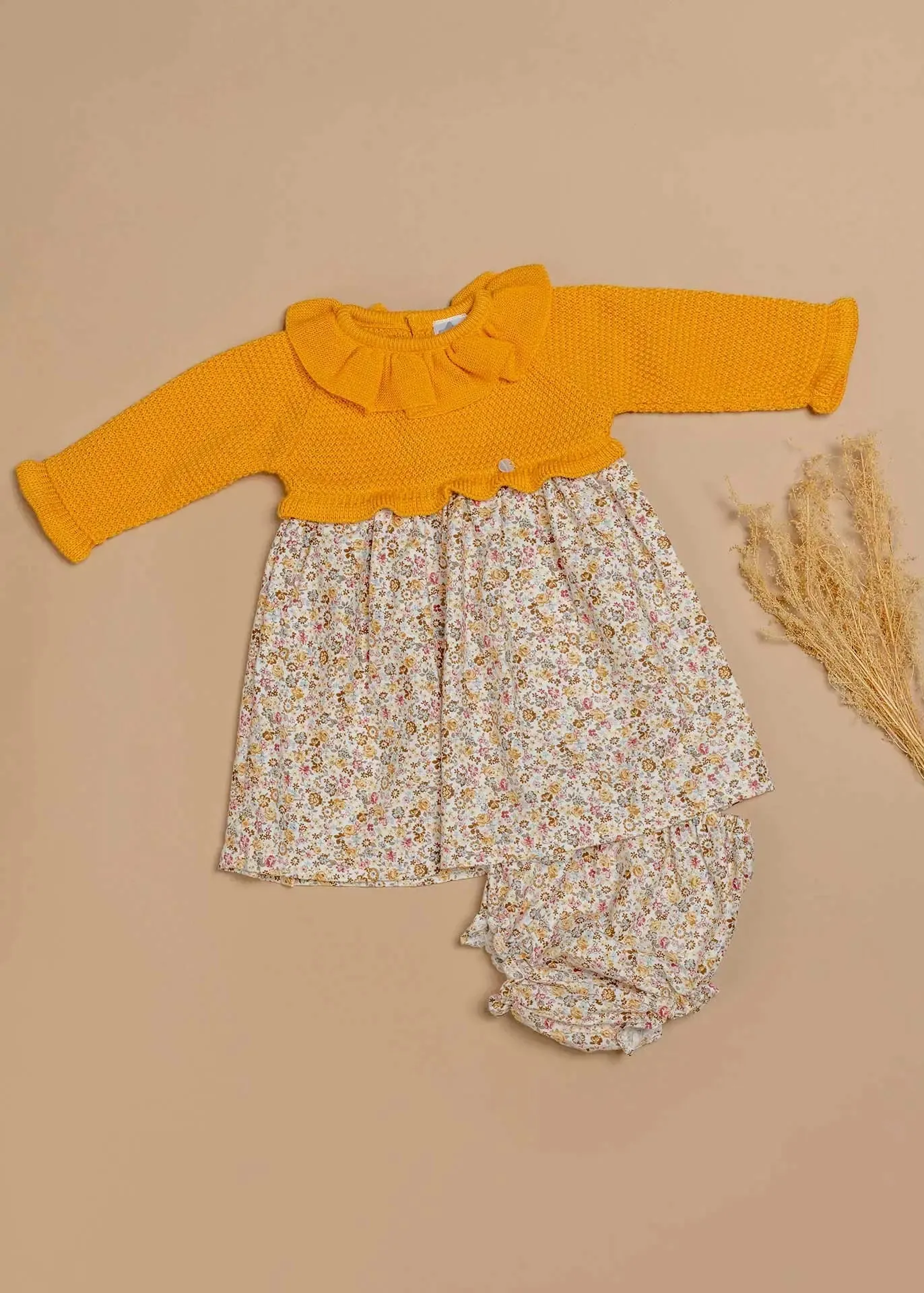 Marigold Knit Floral Dress Set