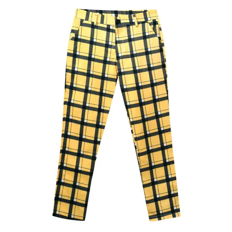 Men's Casual Plaid Printed Suit Pants 36910727Y