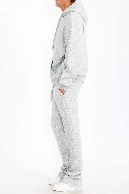 Mens Solid Fleece Flare Stacked SET
