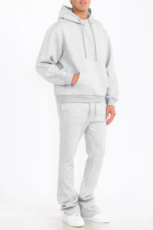 Mens Solid Fleece Flare Stacked SET