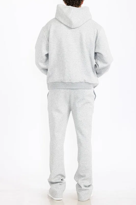 Mens Solid Fleece Flare Stacked SET