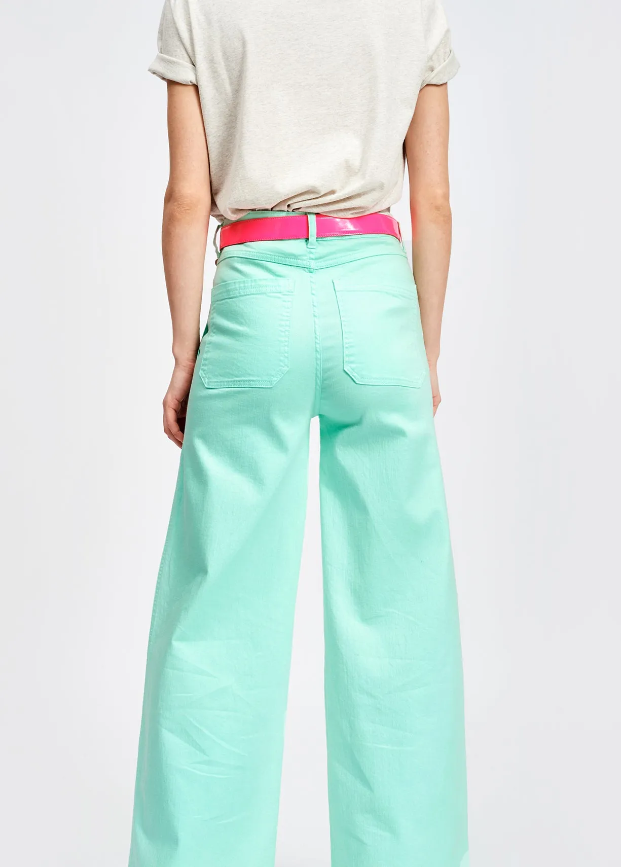 Mint green flared wide pants
