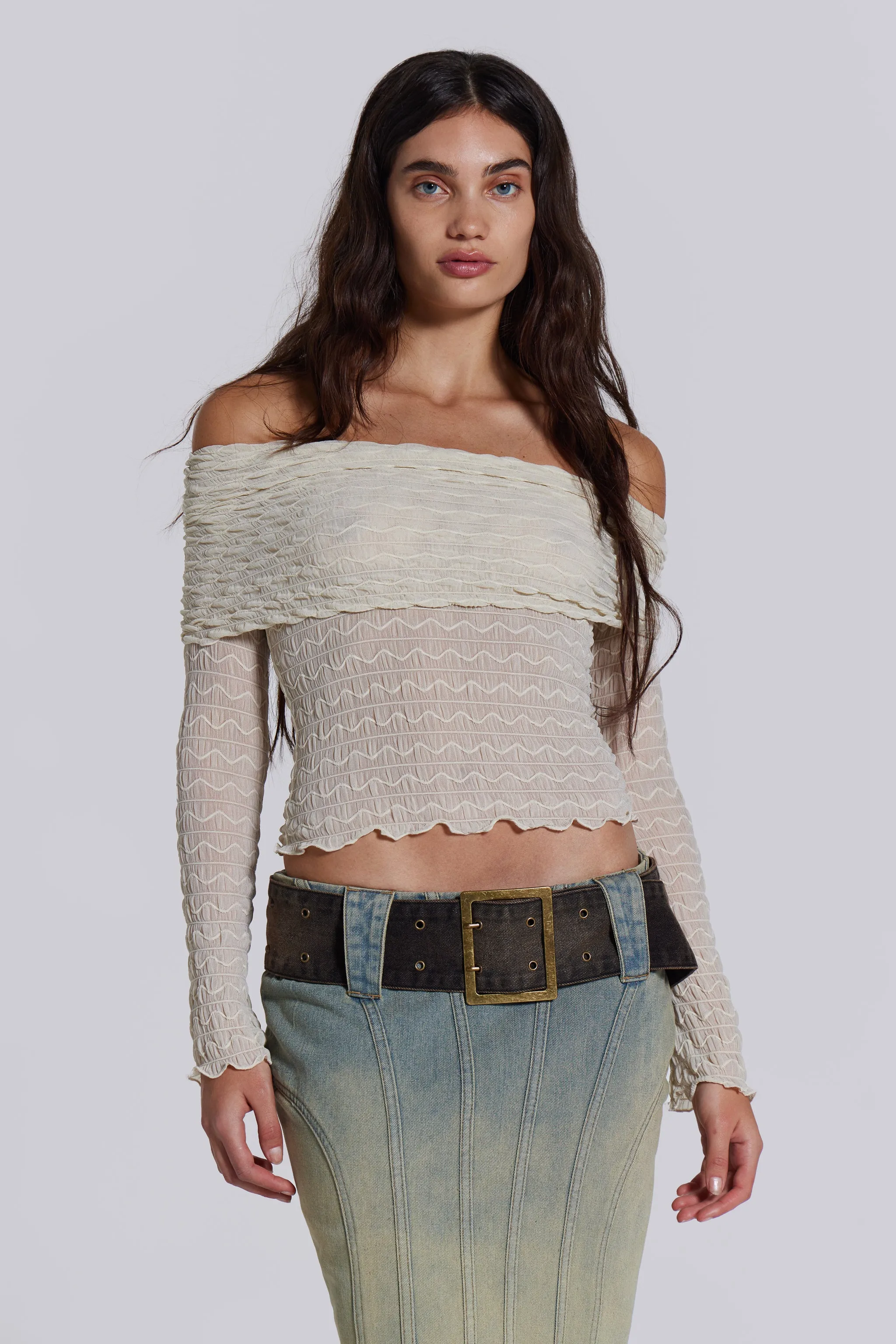 Nyra Long Sleeve Bardot Top