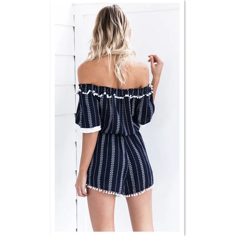 One-shouldered shoulder-waist stitching sexy jumpsuit