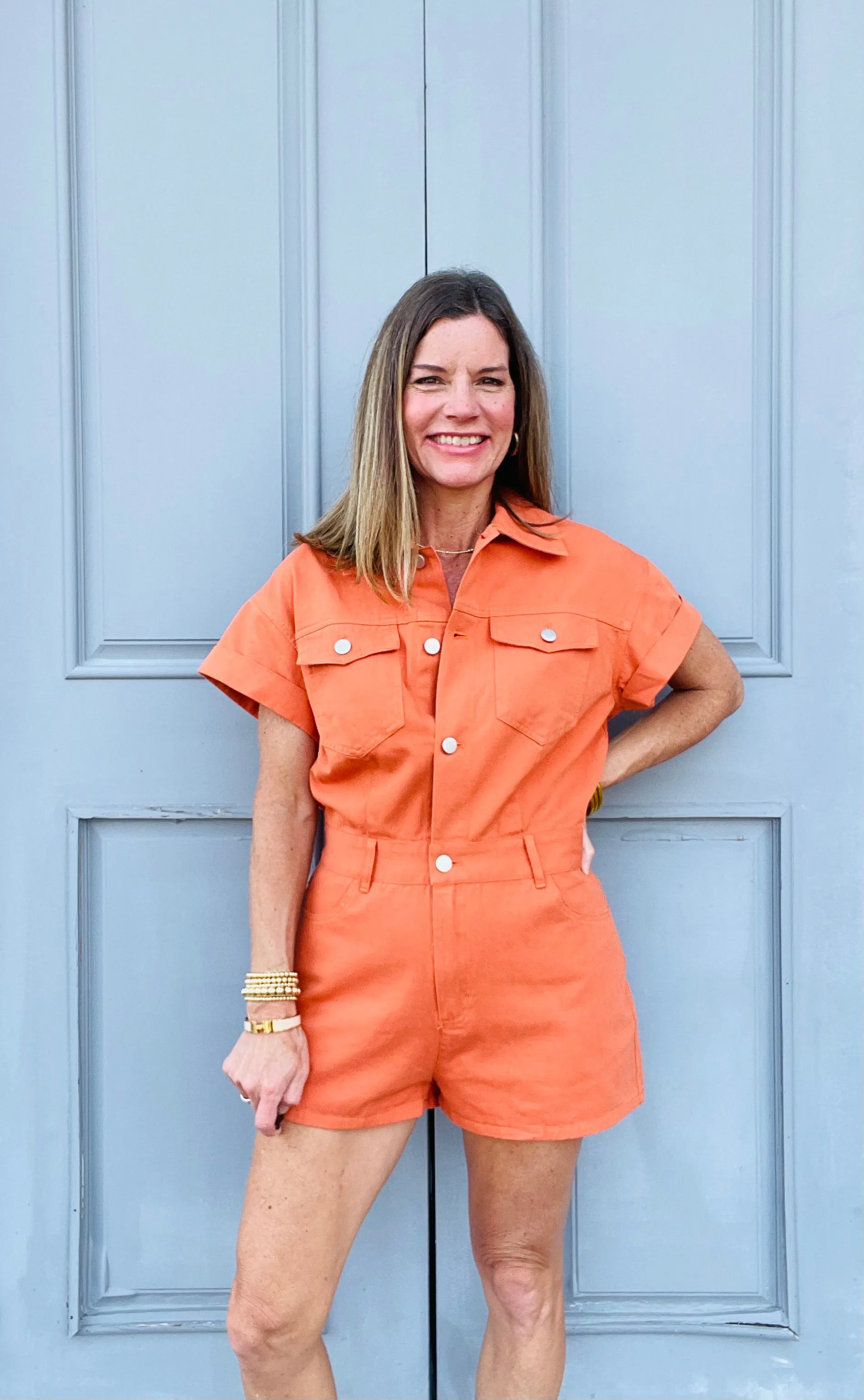 Orange Shorts Romper