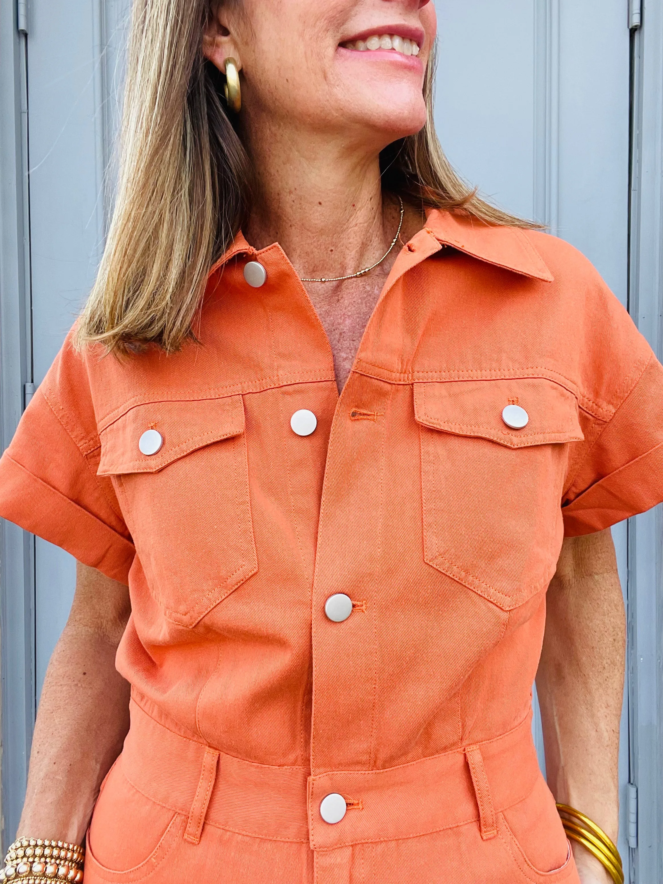 Orange Shorts Romper