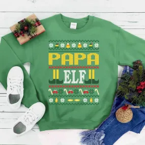 Papa's Cheerful Elf Holiday Sweatshirt