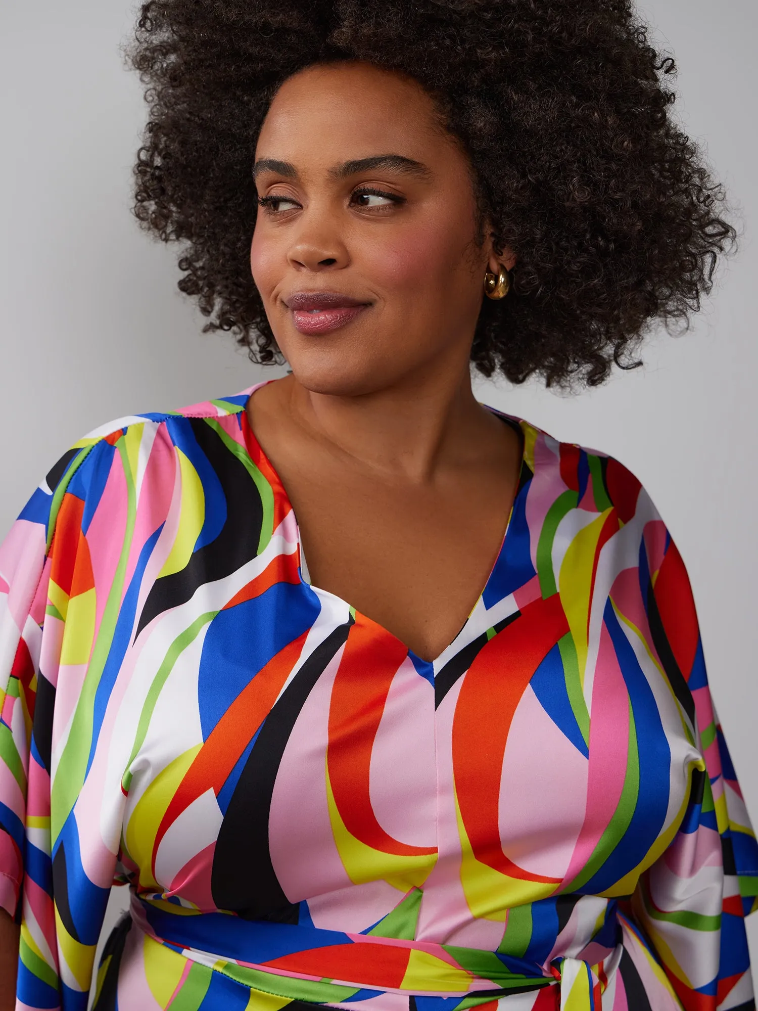 Plus Satin Geometric Print Jumpsuit