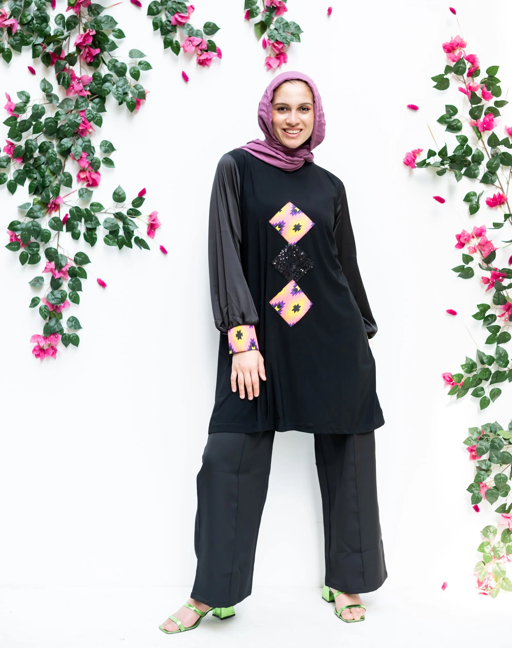Silk Sleeve Blouse And Indian Square