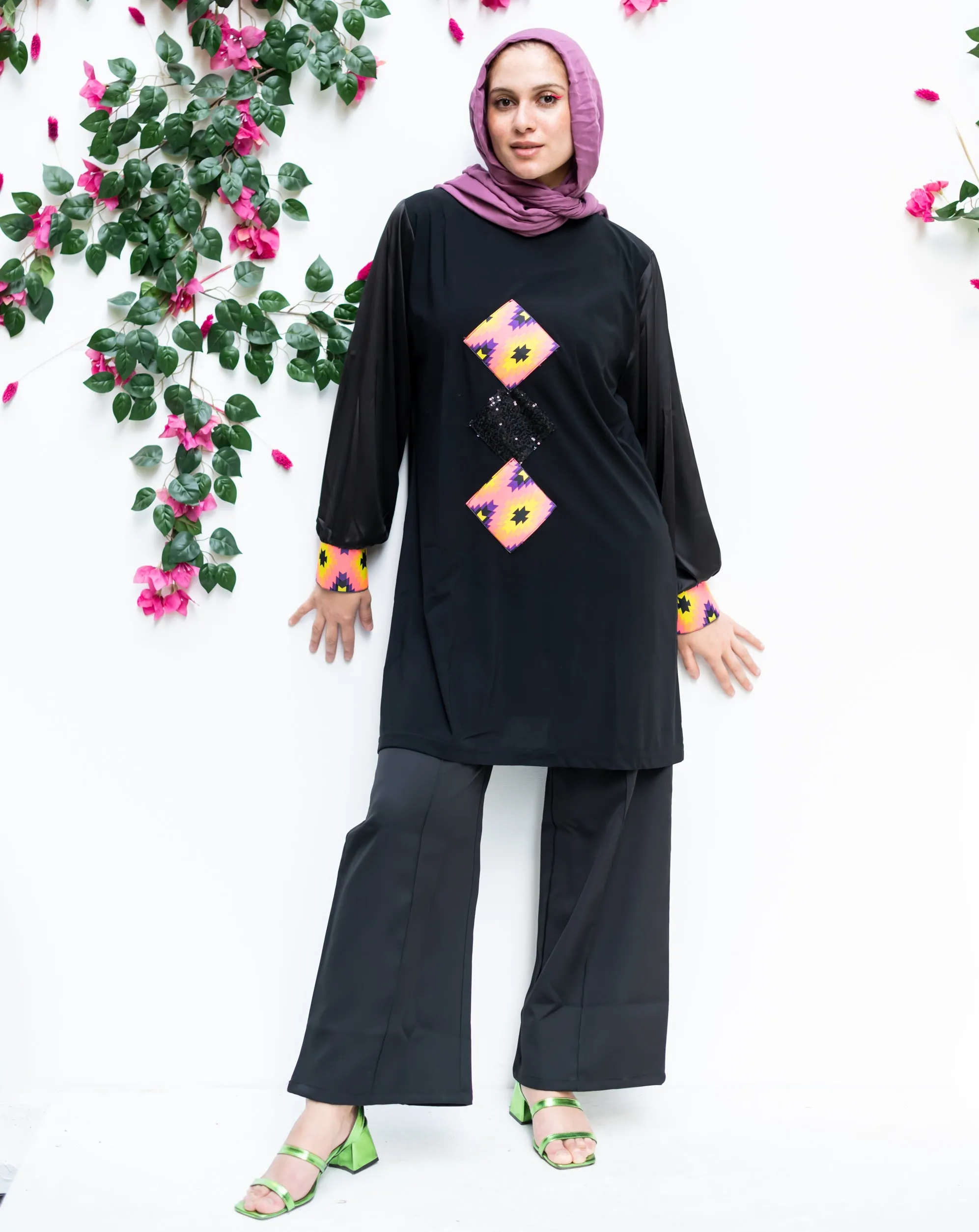 Silk Sleeve Blouse And Indian Square
