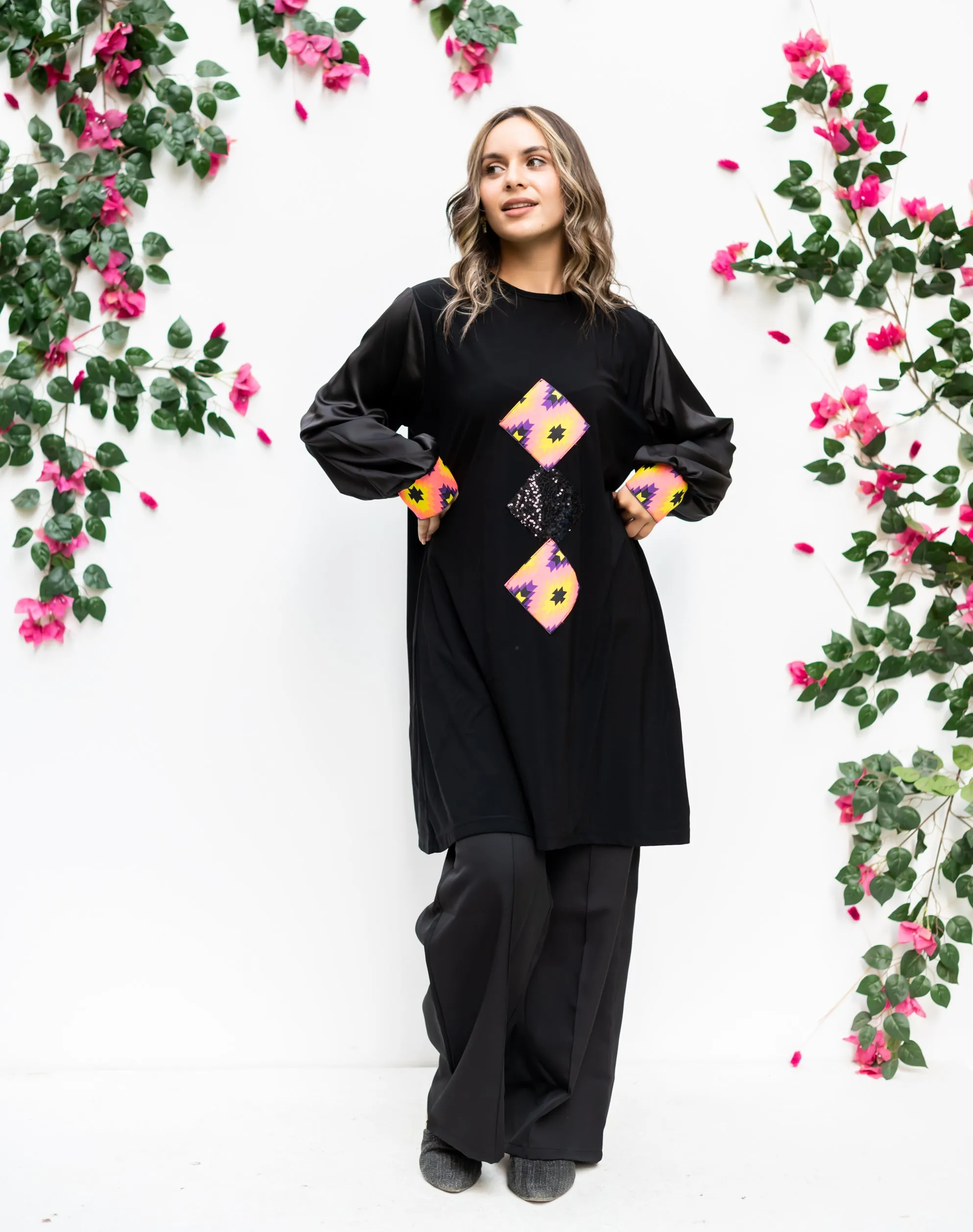 Silk Sleeve Blouse And Indian Square