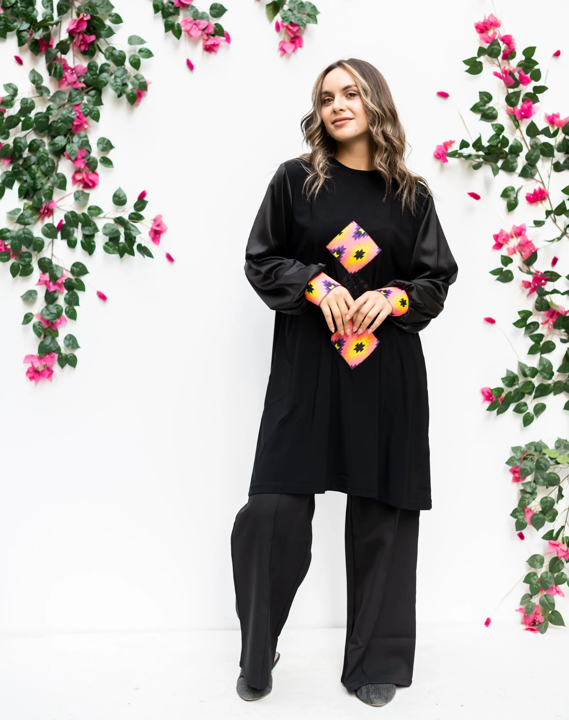 Silk Sleeve Blouse And Indian Square